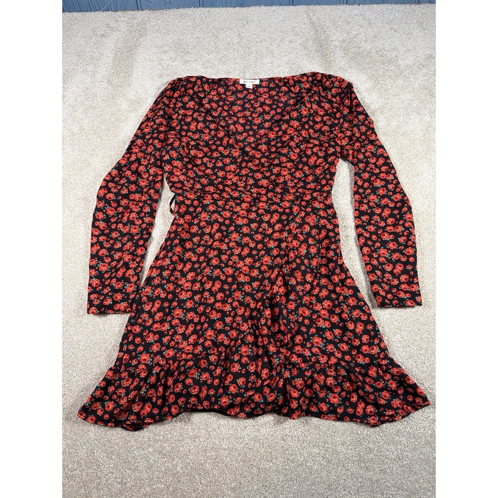 Mi ami Long Sleeve Lined Floral Dress Womens S Romantic Cottagecore Fit Flare